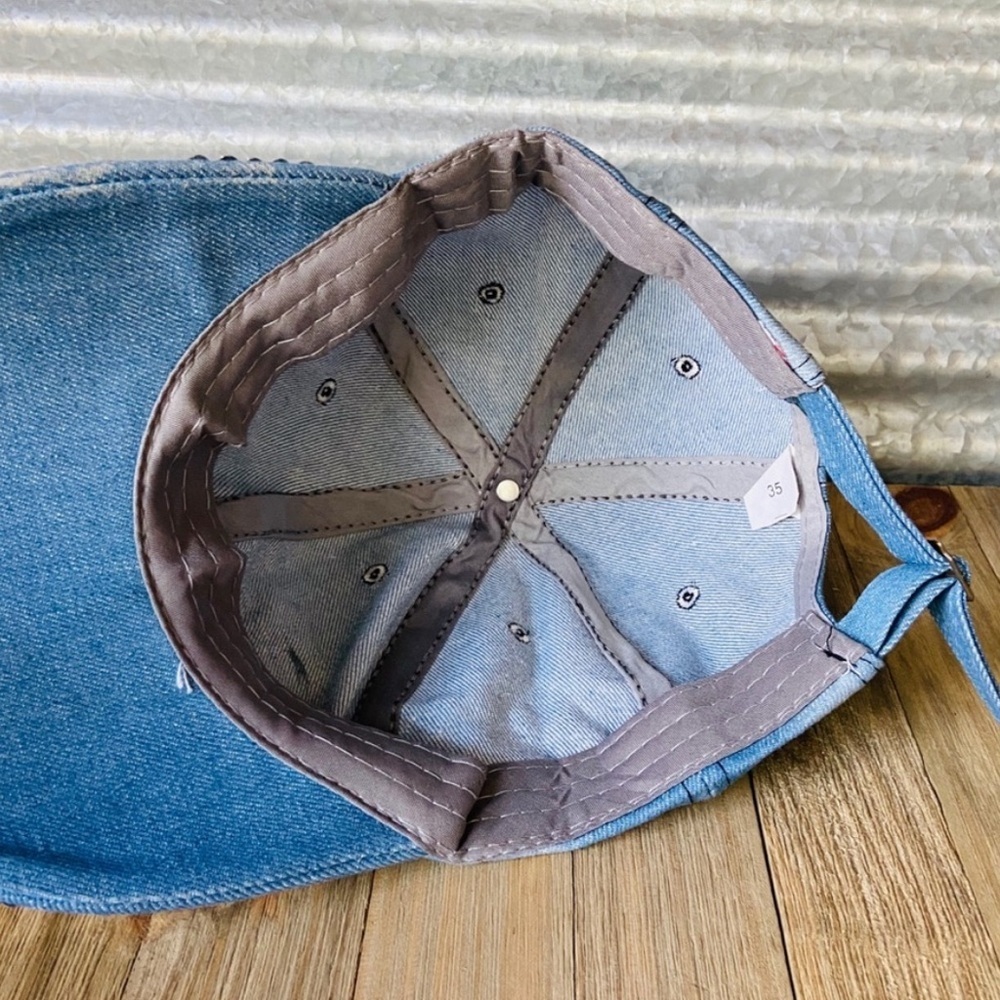 Denim Rhinestone 'Queen' Cap - Picture 6 of 8